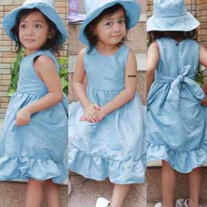 BKK KIDS PARTY DRESS SET W/ HAT/ SANDO RIBBON DRESS W/ HAT EYELET FABRIC HIGH &MALL QUALITY
