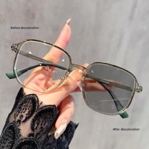 JN IMPRESSION ไฟกันสีฟ้าโฟโตโครมิกแว่นสายตาสั้นแว่นสายตาสั้นไฮเอนด์น้ำหนักเบาทันสมัยเฟรมขนาดใหญ่หน้าเล็กทันสมัย