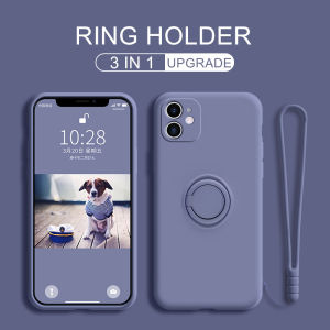 [With Stand Ring+Lanyard] FLOVEME For Xiaomi 11 Redmi Note 9 8 7 Pro 9S 9A K30 Mi 10 T CC9Pro 9 SE 8 Note 10 Lite Soft Liquid Silicon Case Ring Holder Strap Cover