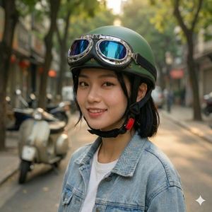 Mũ bảo hiểm nửa đầu kèm lưỡi trai kiểu dáng phượt đơn giản hàng chính hãng bảo hành 12 tháng Sundy helmet SJC