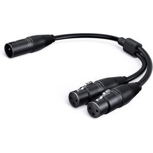 LONGB 50cm Loa 3Pin Cân bằng Lá Bện Che Chắn Dòng Microphone Y-Splitter XLR Splitter Cáp Nam để Dual Nữ