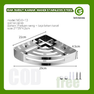 2024 FM TOKO/ LARIS BARANG RAK SUDUT KAMAR MANDI STAINLESS STEEL FREE AKSESORIS MASALAH KUALITAS PRODUK PENGGANTIAN GRATIS model:NO.6-13 warna:perak Bahan: Paduan seng + baja tahan karat size:21*29*45cm