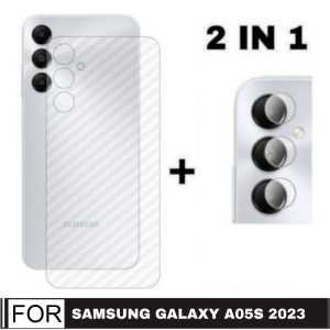PAKET 2 INC 1 Garskin Carbon Samsung Galaxy S23 FE 5G / A05 / A05s 2023 / A04s 2022 Fingerprint Skin Back 3D Film Violette Design PENGIRIMAN CEPAT