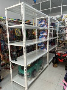 Kệ Sắt V Lỗ Đa Năng Dài 15m x Rộng 04m. Màu ĐEN và TRẮNG Cao 1m-12m-15m – 234 Tầng - Lắp Ghép