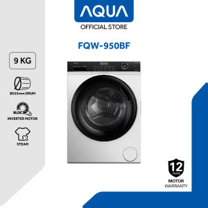 AQUA Mesin Cuci Front Loading 9 Kg - Hijab Mode - Smart Dual Spray - ABT Technology - Power Off Memory - Low Water Preasure - Fuzzy Logic - FQW-950BF