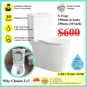 [✅SG PUB Approval &AuthorizedSeller]High Quality V623 | One-Piece S Trap Double-Tornado Toilet Bowl w Soft Close Cover