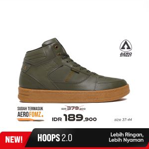 Aerostreet 37-44 Hoops High 2.0 Olive Gum - Sepatu Sneakers Casual
