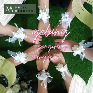 Bunga Tangan Bridesmaid Gelang Corsage Pengiring Pengantin Korsase Pergelangan Buatan