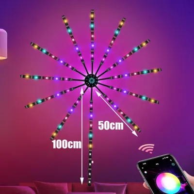 (11 tia) Đèn led pháo hoa chỉnh qua App nháy theo nhạc kèm remote trang trí Lễ Tết Giáng Sinh Noen (đầu cắm usb kHÔNG kèm củ sạc)