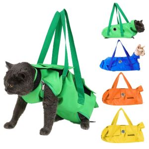 LUCKY CLAW Multi-Function Comfortable Pet Supplies Trimming Nail Restraint Fixed Anti-scratch Pet Carrier Sling Bag Cat Grooming Bag Cat Grooming Fixing Bag Pet Backpack