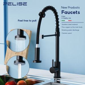 Pelise 304 Stainless Steel Pull Out Kitchen Faucet for Sink Water Saving Tap 2 In 1 Double Faucet KLE-001