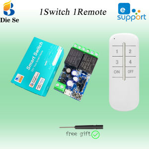 Diese Ewelink APP DC 12V 24V 48V 72V 2Ch 10A WiFi Smart Switch 6 button Remote Voice Control for Google Assistant/Alexa Receiver Relay Module