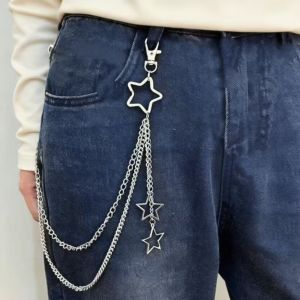 J9YXDU Layered Chains Punk Pants Chain Star Pendant Pentagram Gothic Rock Accessories Fashion Harajuku Style Waist Belt Chain