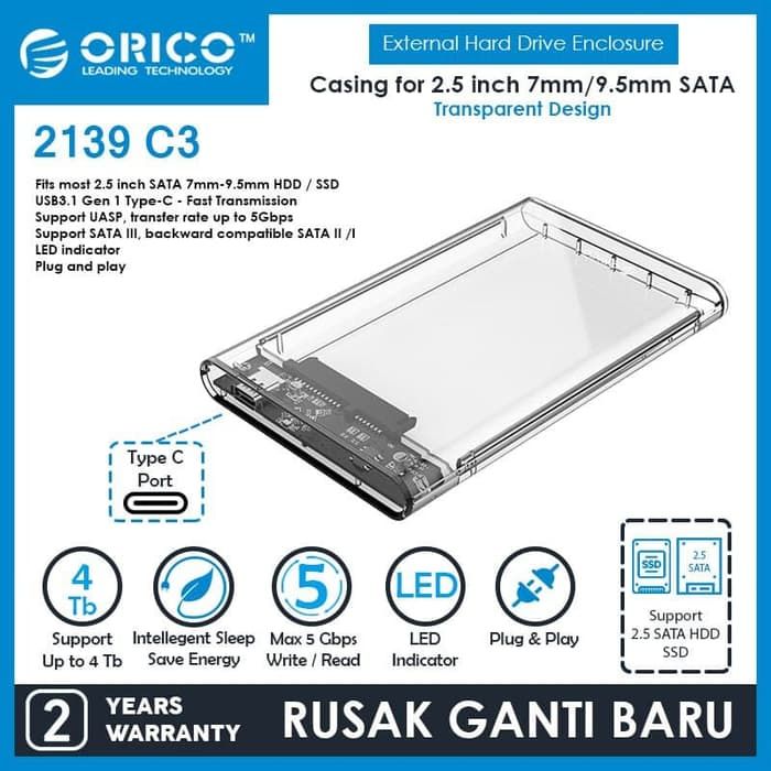 ORICO 2139C3 inch Transparent Hard Drive Enclosure