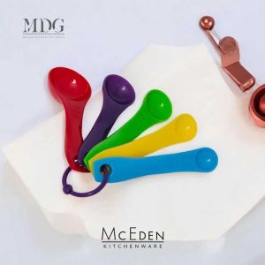 McEden เซ็ทช้อนตวงทรงกลม 5 ชิ้น 5 สี พลาสติกคุณภาพดี ช้อนตวง ที่ตวง