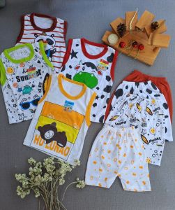 PAKETAN 4 STEL - PAKETAN MELESAT stelan baju bayi laki laki perempuan lucu murah baju anak viral 3-18 bulan (WARNA RANDOM)