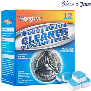 Clara.Washing Machine Cleaner Descaler  12Pack - Deep Cleaning Tablets For HE Front Loader & Top Load Washer Clean Inside Drum And Laundry Tub Seal