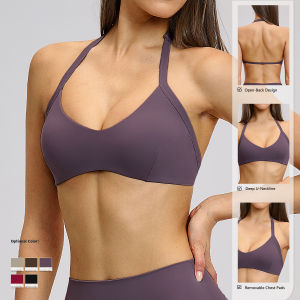 MUTUER Impact Sports Bra Women Seamless Halter Top Fitness Bra High Support Push-up Open Back Gym wear Running Yoga Workout Underwear