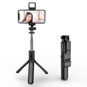 Tongsis Bluetooth 4-IN-1 hp Tongsis Tripod Multifungsi Bluetooth Remote Control Tinggi Dapat Disesuaikan Tongkat selfie Tripod Lipat & Monopod Universal Untuk Live Streaming Fotografi Sendiri