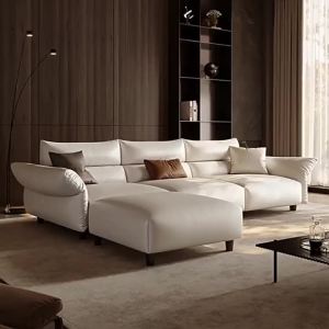Sofa Genuine Leather Sofa Living Row Inline Three-Seat High Back Leather Sofa