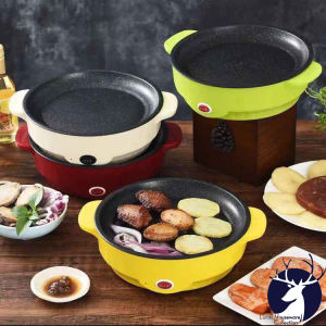 ELECTRIC BAKING PAN FRYING PAN 22CM NON STICK MULTIPURPOSE ELECTRIC COOKING PAN KOREAN PAN FRIED BBQ GRILL GRILLER