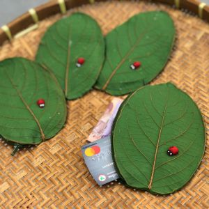 (ส่งฟรี) 🔥กระเป๋าใบไม้ กระเป๋ายางพารากระเป่าสตางค์ 🔥Handmade