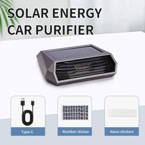Kebidumei Solar Car Air Purifier With Ozone And Negative Ion Odor Elimination Air Cleaner With Number Plate Usb Dual Charging