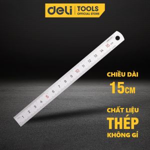 Thước Kẻ Thép Deli Cao Cấp - Kích Thước 15cm Nhỏ Gọn Tiện Lợi - Chất Liệu Chống Mòn Gỉ - DL8015