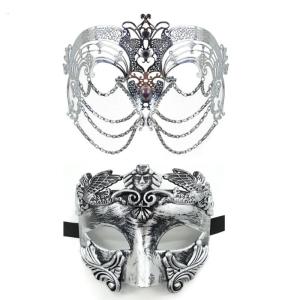Metal Chain Masquerade Eye Mask Couple Masquerade Mask Half Face Mask for Men Women Masquerade Costume Accessories