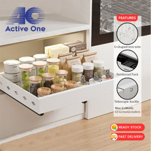 ACTIVEONE Retractable Kitchen Drawer Cabinet Style Bowl Basket Storage Rack Spice Bottle Storage Organizer Punch Free Pull Out Rack - Fulfilled by ACTIVEONE
