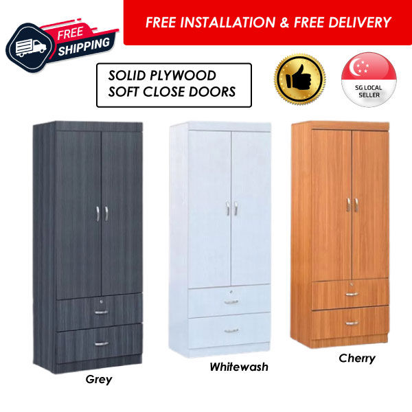 ASTAR Cheapest SOLID PLYWOOD SOFT CLOSED 2 DOORS WARDROBE 2