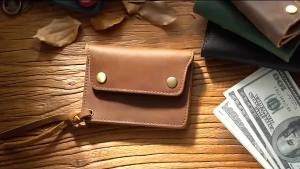 Genuine Leather Mens Wallet – Vintage Cowhide Zipper Coin Purse Multifunction Business Card Holder Compact & Durable