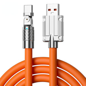 120W 6A Gaming 180° Rotating Super Fast Charge Cable Type C/IOS/ Micro USB Fast Charging Cable Liquid Silicone Fast Charging Data Cable for Xiaomi Huawei Samsung IPhone