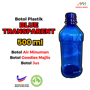 Botol Plastik Biru 500ml /PET Plastic Bottle with cap