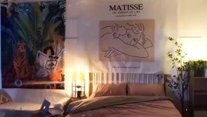 ผ้าพื้นหลังลายธันก้าทิเบต ผ้าพื้นหลังห้องนอน ผ้าแขวนหอพัก สีเขียวและขาว พระแม่พระพุทธเจ้า ผ้าตกแต่งข้างเตียง