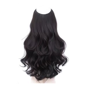HENGI Simulated Long Curly Hairpiece Fluffy Synthetic Invisible Seamless V-shaped Wig DIY High-level One-piece Hair Extension Women