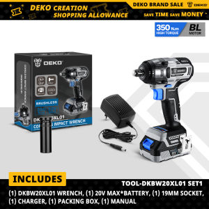 DEKO Power Tools 20V MAX Cordless Brushless Wrench 350N.m High Torque Electric Impact Wrench