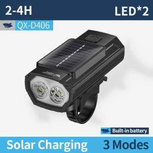 SMILING SHARK Bike Light LED*2 Super Bright Bicycle Light 3Mode With Horn Solar Energy Type-c Rechargeable Cycling Light Waterproof Outdoor Night Cycling QXD406