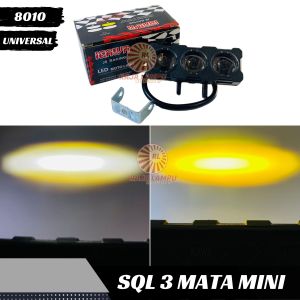 Lampu SQL 3 Mata Mini Tembak Sorot Hi Low Putih Kuning Jauh Dekat Universal Motor Non Topi