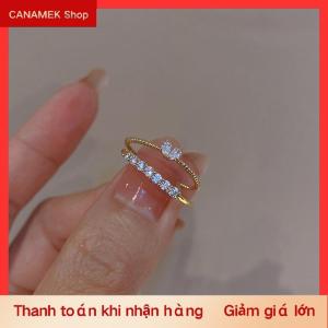 CS 2 cái bộ Zircon tim nhẫn cho phụ nữ mở có thể điều chỉnh dệt Rhinestone Nhẫn đính hôn trang sức cưới thời trang bạn gái Quà Tặng