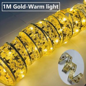H&A 1M/5M/10M Ribbon Fairy Light home Decoration DIY Bows Lights Home Decor New Year Christmas Gift
