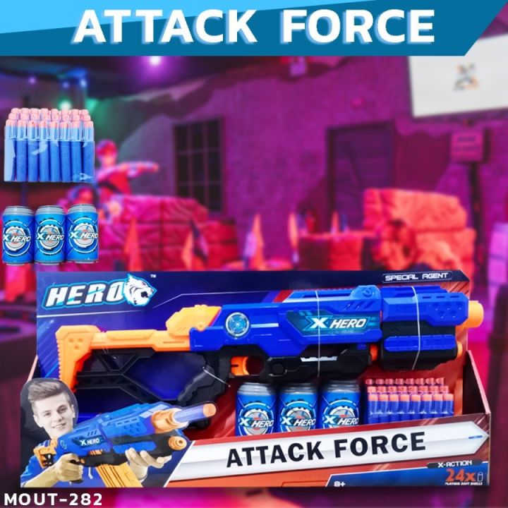 Nerf x Hero Attack Force with 24 pcs Soft Bullet and 3 Shooter Lazada PH