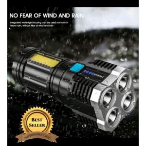 LS03 Senter LED 4 Mata 48W Plus 20W  Senter LED Chargeable Senter Cas LED