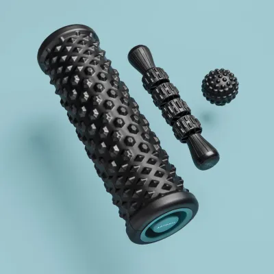 Decathlon Massage Kit 500 V2 with Massage Foam Roller Ball & Stick (Easy Storage Anatomic Design)