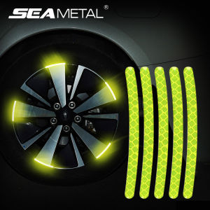 20Pcs Car Wheel Reflective Warning Stickers Universal for Motorcycle Bicycle Reflective Strip Green