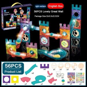56/11/131/166pcs LED Magnet Blok Bangunan Desainer Magnet Magnetic Block Mainan Anak Magnetic Paradise 3d Set