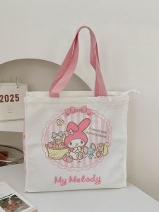 🌈กระเป๋าสะพายไหล่ทรง A4 sanrio งานแท้ - ขนาด 36×33×11 cm - ผ้าแคนวาสหนา พร้อมความจุขนาดใหญ่ - ด้านบนมีซิปปิดกันของตกหล่น