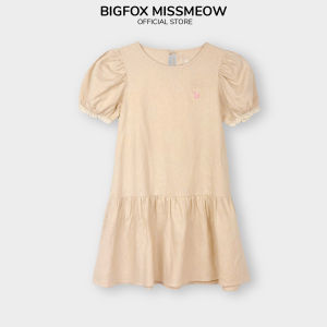 Váy cho bé gái Bigfox Miss Meow size đại mùa hè dáng tiểu thư vải linen cỡ 3-11 tuổi 37kg