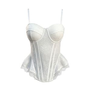 BNU0349 Transparent Lace Camisole Slim fit Mesh Suspender Vest Tank Top Fishbone Crop Tops Women
