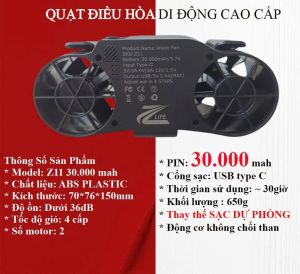 Quạt Đeo Cổ/Tầng Có Pin 30000mAh 4 Chế Độ ZLife Z11 - Thiết Kế Gấp Gọn Bảo Hành 24 Tháng